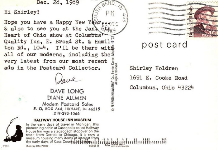 Pioneer Log Cabin Museum (Halfway House Museum, Pioneer Log Cabin) - Postcard Back